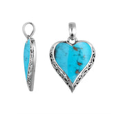925 Sterling Silver Artistic Heart Pendant Featuring Turquoise Shell